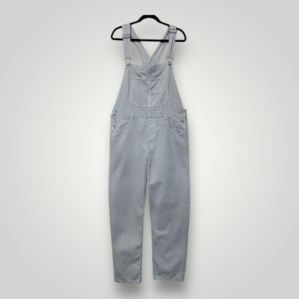 We The Free Ziggy Denim Overalls Womens L Beige Slouchy Non Stretch Straight Leg